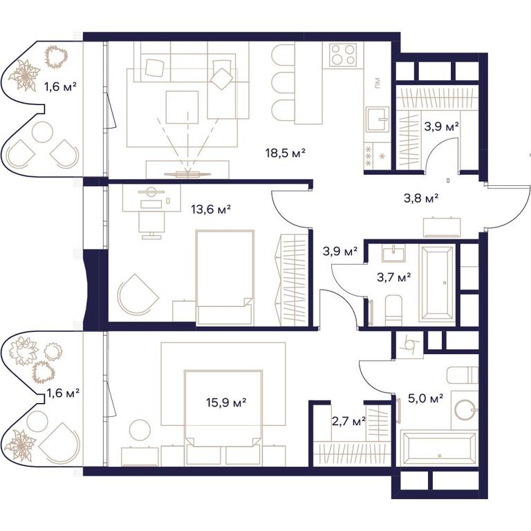 2-BD Apartment Sale, 74.2平方米 at Soyuz, Selskokhozyaystvennaya Street, Moscow, Russia #1 2-BD Apartment Sale, 74.2平方米 at Soyuz, Selskokhozyaystvennaya Street, Moscow, Russia #1