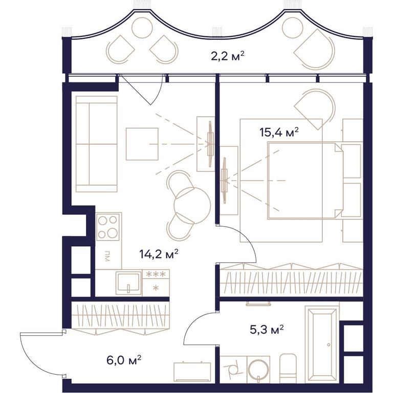 1-BD Apartment Sale, 43.1 sq. m. at Soyuz, Selskokhozyaystvennaya Street, Moscow, Russia #1 1-BD Apartment Sale, 43.1 sq. m. at Soyuz, Selskokhozyaystvennaya Street, Moscow, Russia #1