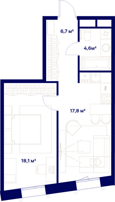 1-BD Apartment Sale, 47.2平方米 at Soyuz, Selskokhozyaystvennaya Street, Moscow, Russia #2 1-BD Apartment Sale, 47.2平方米 at Soyuz, Selskokhozyaystvennaya Street, Moscow, Russia #2