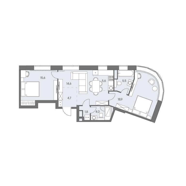 2-BD Apartment Sale, 72.2 sq. m. at Ново-Переделкино, Zapadniy Administrative District, Moscow, Russia #1 2-BD Apartment Sale, 72.2 sq. m. at Ново-Переделкино, Zapadniy Administrative District, Moscow, Russia #1