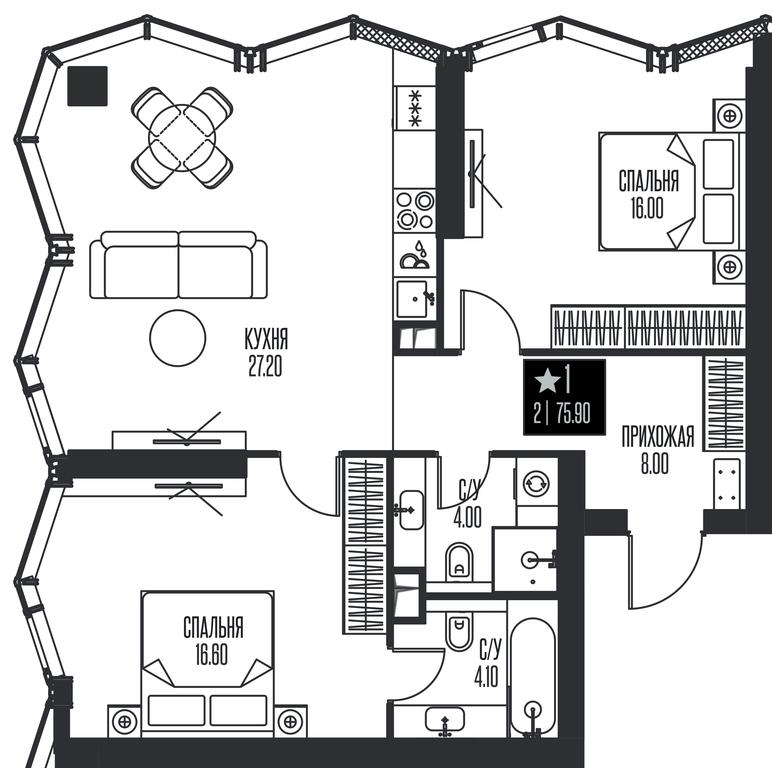 2-BD Apartment Sale, 75.9平方米 at Ice Towers, State Nature Reserve of Regional Significance Forest on the Samorodinka River, Moscow, Russia #1 2-BD Apartment Sale, 75.9平方米 at Ice Towers, State Nature Reserve of Regional Significance Forest on the Samorodinka River, Moscow, Russia #1
