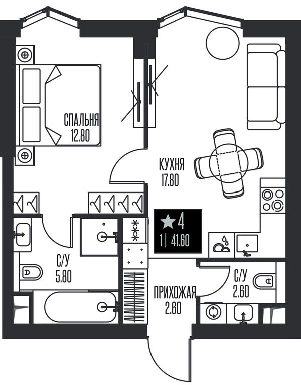 1-BD Apartment Sale, 41.6 sq. m. at Ice Towers, State Nature Reserve of Regional Significance Forest on the Samorodinka River, Moscow, Russia #1 1-BD Apartment Sale, 41.6 sq. m. at Ice Towers, State Nature Reserve of Regional Significance Forest on the Samorodinka River, Moscow, Russia #1