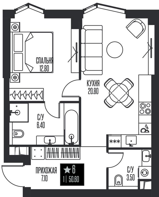 1-BD Apartment Sale, 50.6 sq. m. at Ice Towers, State Nature Reserve of Regional Significance Forest on the Samorodinka River, Moscow, Russia #1 1-BD Apartment Sale, 50.6 sq. m. at Ice Towers, State Nature Reserve of Regional Significance Forest on the Samorodinka River, Moscow, Russia #1