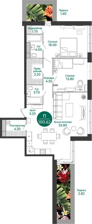 2-BD Apartment Sale, 100.6平方米 at Russian Design District (Rashen Dizayn Distrikt), Vatutinki Settlement, Desyonovskoye Settlement, Moscow, Russia #1