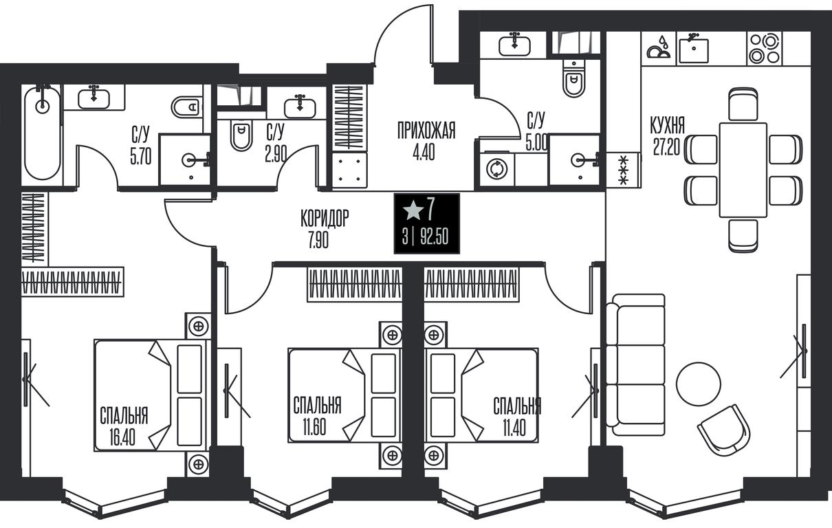 3-BD Apartment Sale, 92.5 sq. m. at Ice Towers, State Nature Reserve of Regional Significance Forest on the Samorodinka River, Moscow, Russia #1