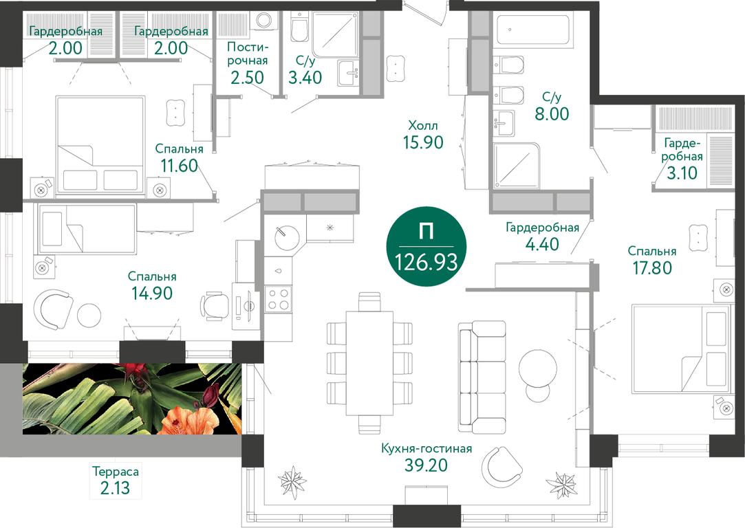 3-BD Apartment Sale, 126.9平方米 at Russian Design District (Rashen Dizayn Distrikt), Vatutinki Settlement, Desyonovskoye Settlement, Moscow, Russia #1