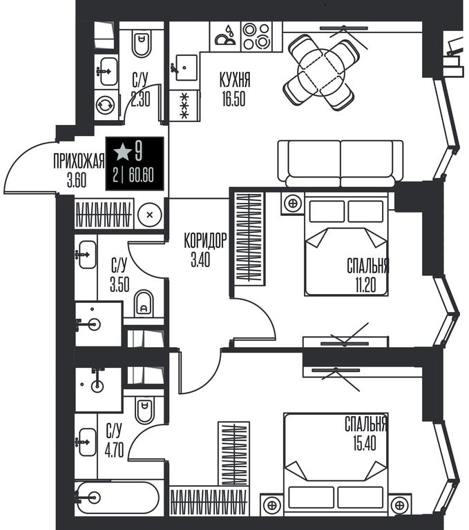 2-BD Apartment Sale, 60.6 sq. m. at Ice Towers, State Nature Reserve of Regional Significance Forest on the Samorodinka River, Moscow, Russia #1 2-BD Apartment Sale, 60.6 sq. m. at Ice Towers, State Nature Reserve of Regional Significance Forest on the Samorodinka River, Moscow, Russia #1