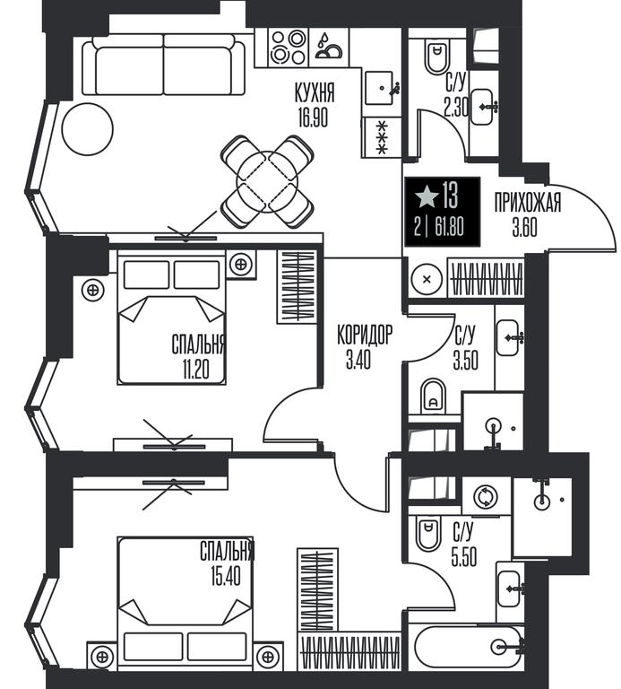2-BD Apartment Sale, 61.8 sq. m. at Ice Towers, State Nature Reserve of Regional Significance Forest on the Samorodinka River, Moscow, Russia #1 2-BD Apartment Sale, 61.8 sq. m. at Ice Towers, State Nature Reserve of Regional Significance Forest on the Samorodinka River, Moscow, Russia #1