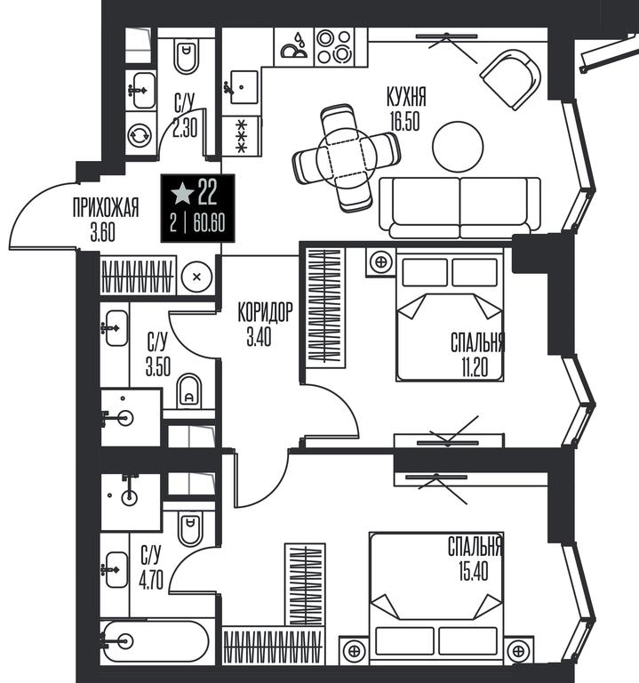 2-BD Apartment Sale, 60.6 sq. m. at Ice Towers, State Nature Reserve of Regional Significance Forest on the Samorodinka River, Moscow, Russia #1 2-BD Apartment Sale, 60.6 sq. m. at Ice Towers, State Nature Reserve of Regional Significance Forest on the Samorodinka River, Moscow, Russia #1