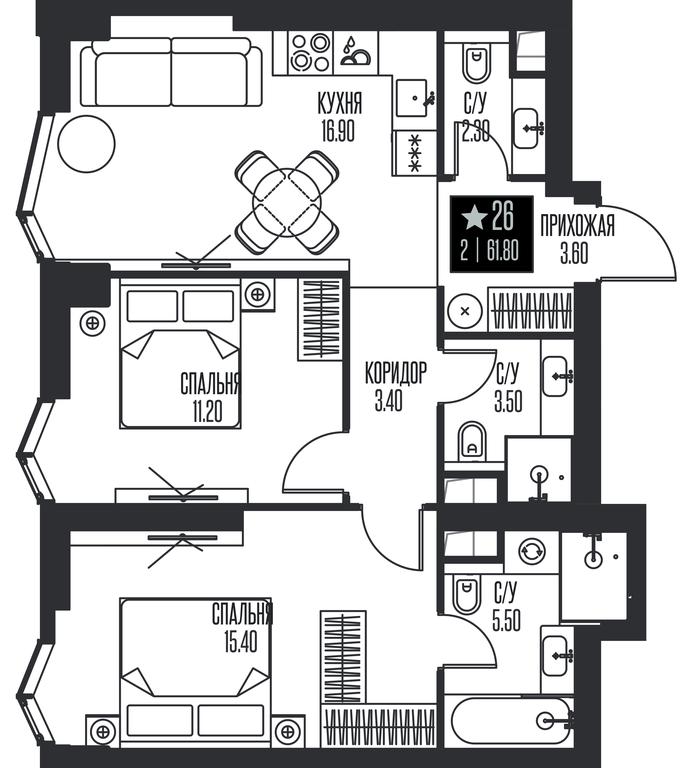 2-BD Apartment Sale, 61.8 sq. m. at Ice Towers, State Nature Reserve of Regional Significance Forest on the Samorodinka River, Moscow, Russia #1 2-BD Apartment Sale, 61.8 sq. m. at Ice Towers, State Nature Reserve of Regional Significance Forest on the Samorodinka River, Moscow, Russia #1