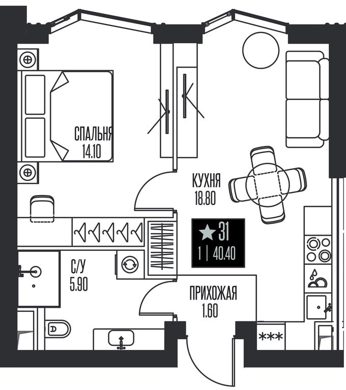 1-BD Apartment Sale, 40.4 sq. m. at Ice Towers, State Nature Reserve of Regional Significance Forest on the Samorodinka River, Moscow, Russia #1 1-BD Apartment Sale, 40.4 sq. m. at Ice Towers, State Nature Reserve of Regional Significance Forest on the Samorodinka River, Moscow, Russia #1