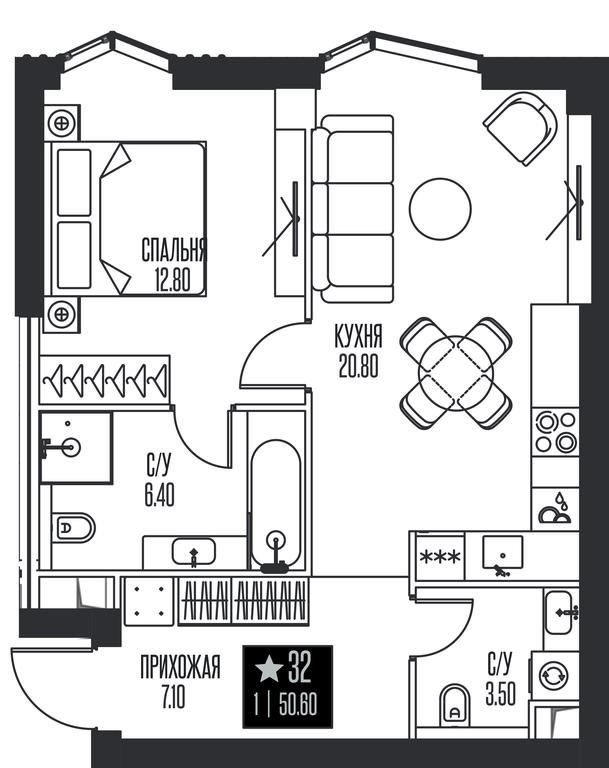 1-BD Apartment Sale, 50.6 sq. m. at Ice Towers, State Nature Reserve of Regional Significance Forest on the Samorodinka River, Moscow, Russia #1 1-BD Apartment Sale, 50.6 sq. m. at Ice Towers, State Nature Reserve of Regional Significance Forest on the Samorodinka River, Moscow, Russia #1