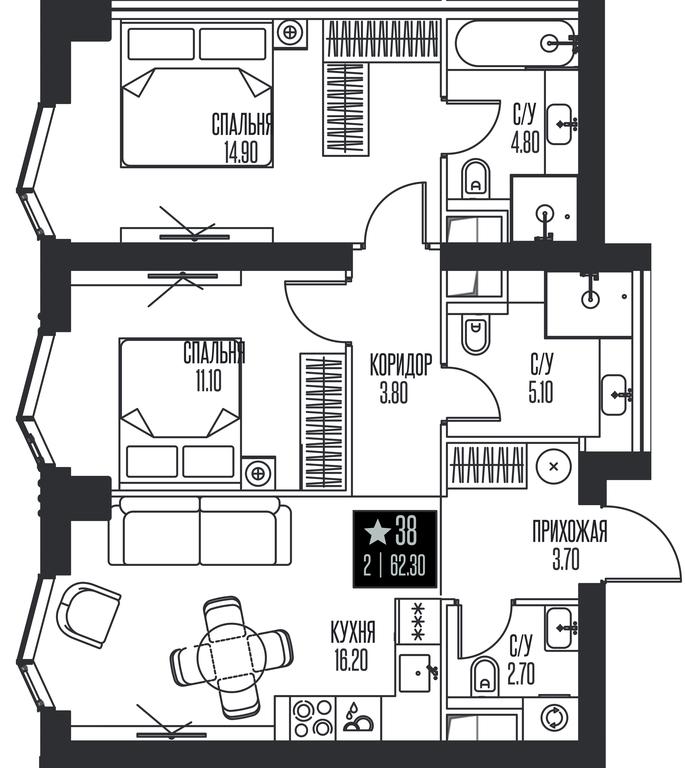 2-BD Apartment Sale, 62.3平方米 at Ice Towers, State Nature Reserve of Regional Significance Forest on the Samorodinka River, Moscow, Russia #1 2-BD Apartment Sale, 62.3平方米 at Ice Towers, State Nature Reserve of Regional Significance Forest on the Samorodinka River, Moscow, Russia #1