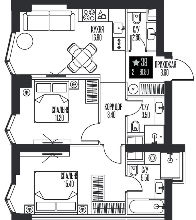 2-BD Apartment Sale, 61.8 sq. m. at Ice Towers, State Nature Reserve of Regional Significance Forest on the Samorodinka River, Moscow, Russia #1 2-BD Apartment Sale, 61.8 sq. m. at Ice Towers, State Nature Reserve of Regional Significance Forest on the Samorodinka River, Moscow, Russia #1