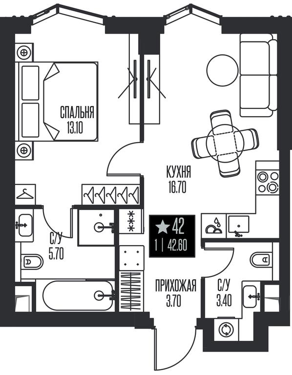 1-BD Apartment Sale, 42.6 sq. m. at Ice Towers, State Nature Reserve of Regional Significance Forest on the Samorodinka River, Moscow, Russia #1 1-BD Apartment Sale, 42.6 sq. m. at Ice Towers, State Nature Reserve of Regional Significance Forest on the Samorodinka River, Moscow, Russia #1
