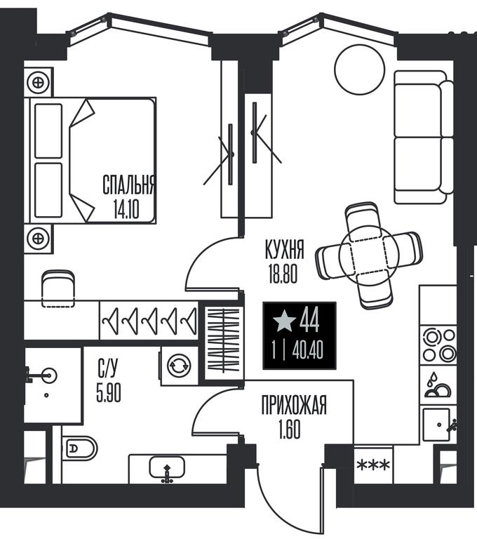 1-BD Apartment Sale, 40.4 sq. m. at Ice Towers, State Nature Reserve of Regional Significance Forest on the Samorodinka River, Moscow, Russia #1 1-BD Apartment Sale, 40.4 sq. m. at Ice Towers, State Nature Reserve of Regional Significance Forest on the Samorodinka River, Moscow, Russia #1