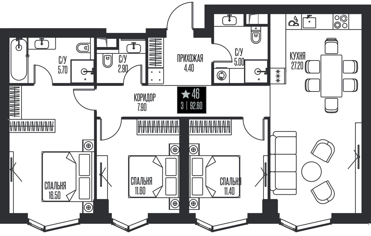 3-BD Apartment Sale, 92.6平方米 at Ice Towers, State Nature Reserve of Regional Significance Forest on the Samorodinka River, Moscow, Russia #1
