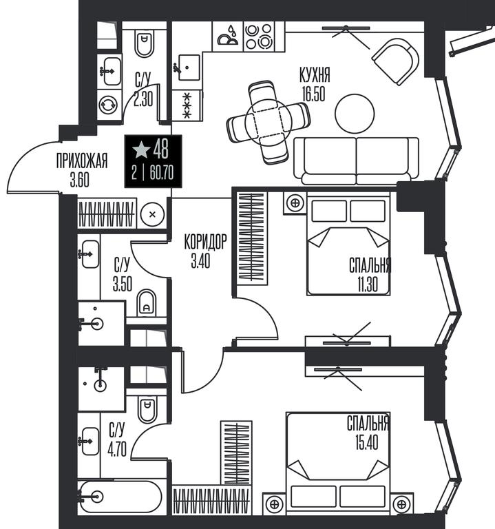 2-BD Apartment Sale, 60.7 sq. m. at Ice Towers, State Nature Reserve of Regional Significance Forest on the Samorodinka River, Moscow, Russia #1 2-BD Apartment Sale, 60.7 sq. m. at Ice Towers, State Nature Reserve of Regional Significance Forest on the Samorodinka River, Moscow, Russia #1