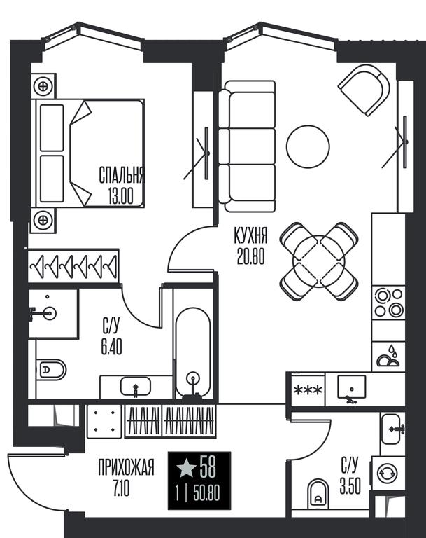 1-BD Apartment Sale, 50.8平方米 at Ice Towers, State Nature Reserve of Regional Significance Forest on the Samorodinka River, Moscow, Russia #1 1-BD Apartment Sale, 50.8平方米 at Ice Towers, State Nature Reserve of Regional Significance Forest on the Samorodinka River, Moscow, Russia #1
