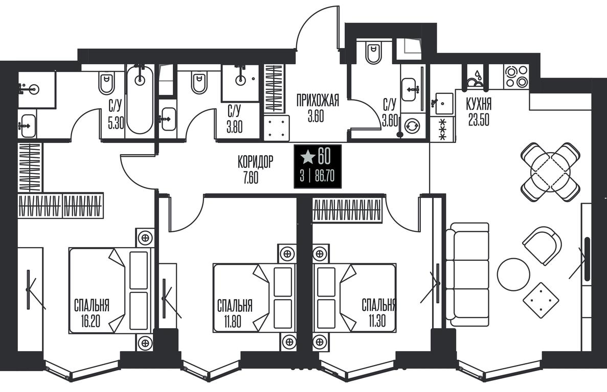3-BD Apartment Sale, 86.7平方米 at Ice Towers, State Nature Reserve of Regional Significance Forest on the Samorodinka River, Moscow, Russia #1 3-BD Apartment Sale, 86.7平方米 at Ice Towers, State Nature Reserve of Regional Significance Forest on the Samorodinka River, Moscow, Russia #1