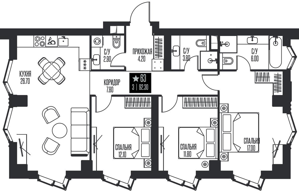3-BD Apartment Sale, 92.3 sq. m. at Ice Towers, State Nature Reserve of Regional Significance Forest on the Samorodinka River, Moscow, Russia #1 3-BD Apartment Sale, 92.3 sq. m. at Ice Towers, State Nature Reserve of Regional Significance Forest on the Samorodinka River, Moscow, Russia #1
