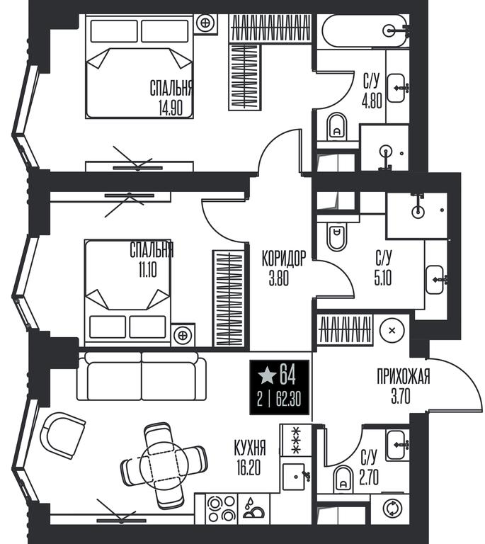 2-BD Apartment Sale, 62.3 sq. m. at Ice Towers, State Nature Reserve of Regional Significance Forest on the Samorodinka River, Moscow, Russia #1 2-BD Apartment Sale, 62.3 sq. m. at Ice Towers, State Nature Reserve of Regional Significance Forest on the Samorodinka River, Moscow, Russia #1