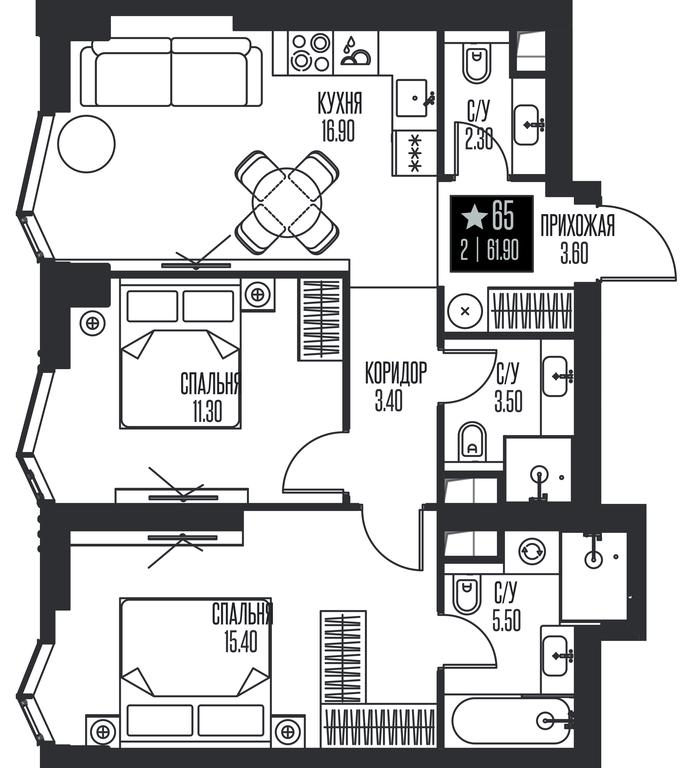 2-BD Apartment Sale, 61.9平方米 at Ice Towers, State Nature Reserve of Regional Significance Forest on the Samorodinka River, Moscow, Russia #1 2-BD Apartment Sale, 61.9平方米 at Ice Towers, State Nature Reserve of Regional Significance Forest on the Samorodinka River, Moscow, Russia #1