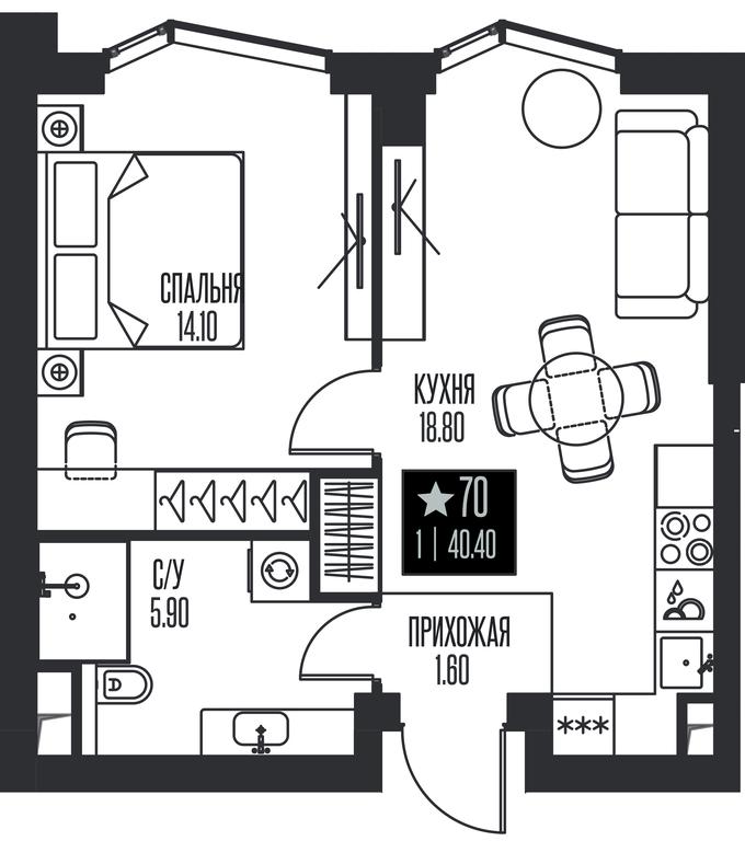 1-BD Apartment Sale, 40.4 sq. m. at Ice Towers, State Nature Reserve of Regional Significance Forest on the Samorodinka River, Moscow, Russia #1