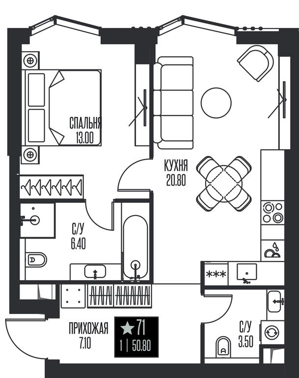 1-BD Apartment Sale, 50.8平方米 at Ice Towers, State Nature Reserve of Regional Significance Forest on the Samorodinka River, Moscow, Russia #1 1-BD Apartment Sale, 50.8平方米 at Ice Towers, State Nature Reserve of Regional Significance Forest on the Samorodinka River, Moscow, Russia #1