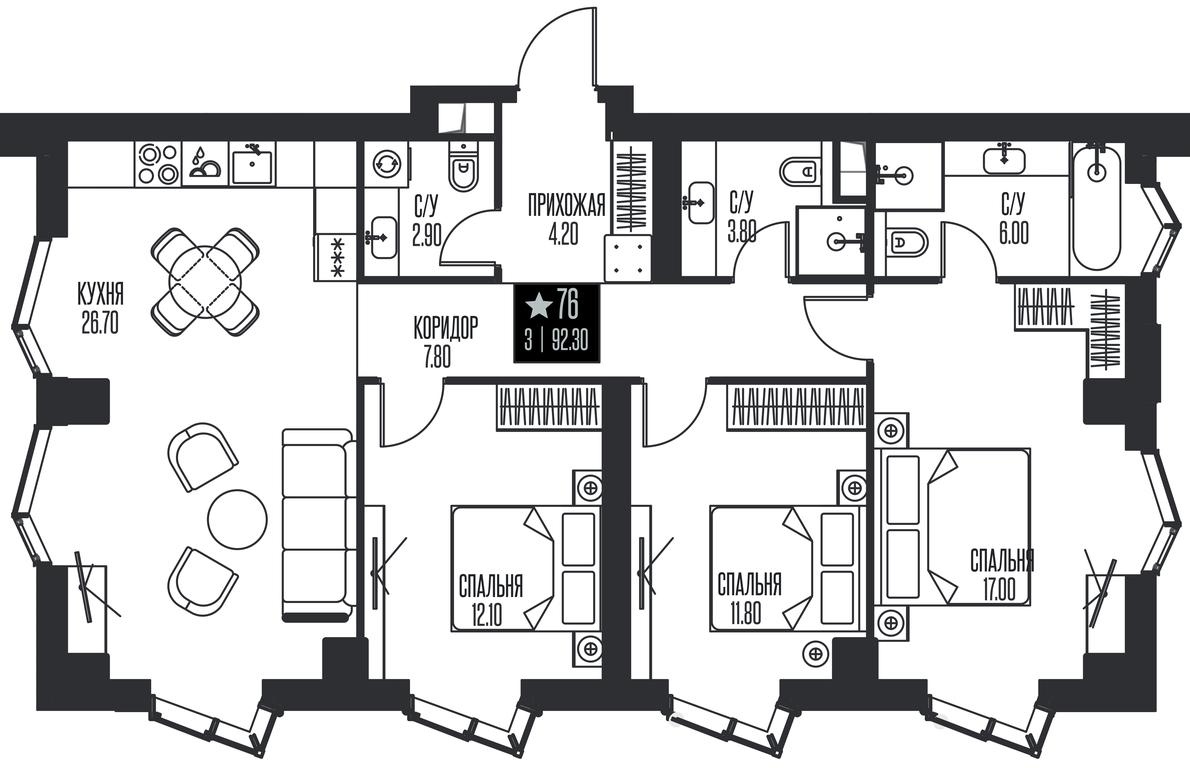3-BD Apartment Sale, 92.3 sq. m. at Ice Towers, State Nature Reserve of Regional Significance Forest on the Samorodinka River, Moscow, Russia #1 3-BD Apartment Sale, 92.3 sq. m. at Ice Towers, State Nature Reserve of Regional Significance Forest on the Samorodinka River, Moscow, Russia #1