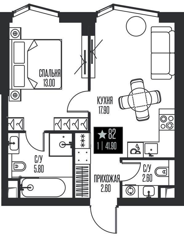 1-BD Apartment Sale, 41.9 sq. m. at Ice Towers, State Nature Reserve of Regional Significance Forest on the Samorodinka River, Moscow, Russia #1 1-BD Apartment Sale, 41.9 sq. m. at Ice Towers, State Nature Reserve of Regional Significance Forest on the Samorodinka River, Moscow, Russia #1
