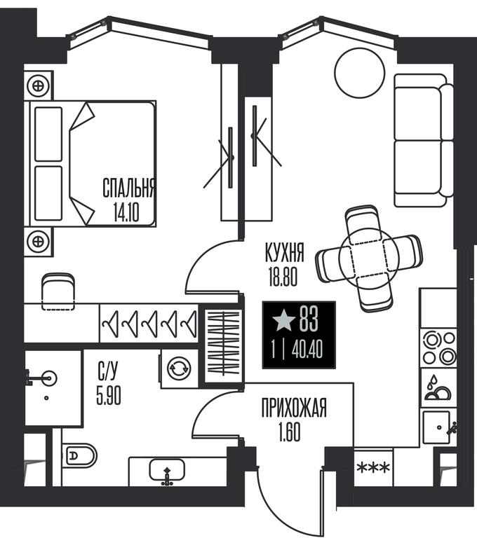 1-BD Apartment Sale, 40.4平方米 at Ice Towers, State Nature Reserve of Regional Significance Forest on the Samorodinka River, Moscow, Russia #1 1-BD Apartment Sale, 40.4平方米 at Ice Towers, State Nature Reserve of Regional Significance Forest on the Samorodinka River, Moscow, Russia #1