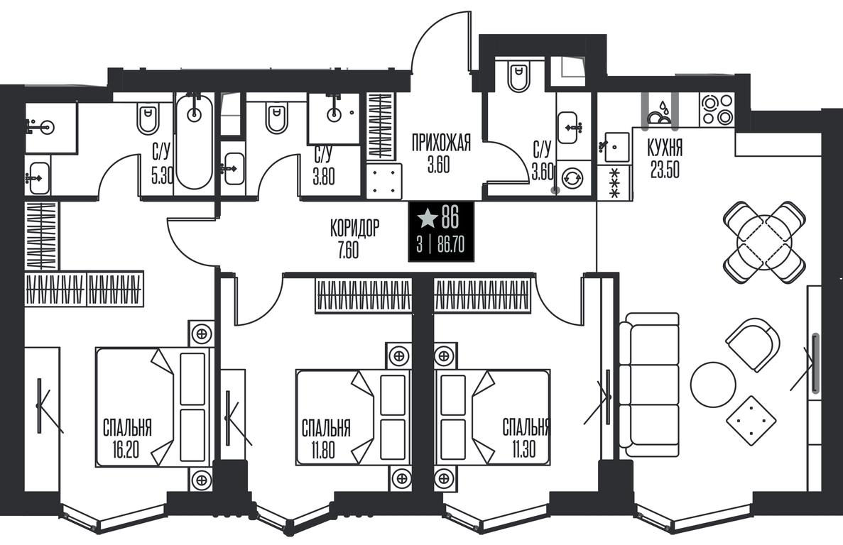 3-BD Apartment Sale, 86.7 sq. m. at Ice Towers, State Nature Reserve of Regional Significance Forest on the Samorodinka River, Moscow, Russia #1 3-BD Apartment Sale, 86.7 sq. m. at Ice Towers, State Nature Reserve of Regional Significance Forest on the Samorodinka River, Moscow, Russia #1