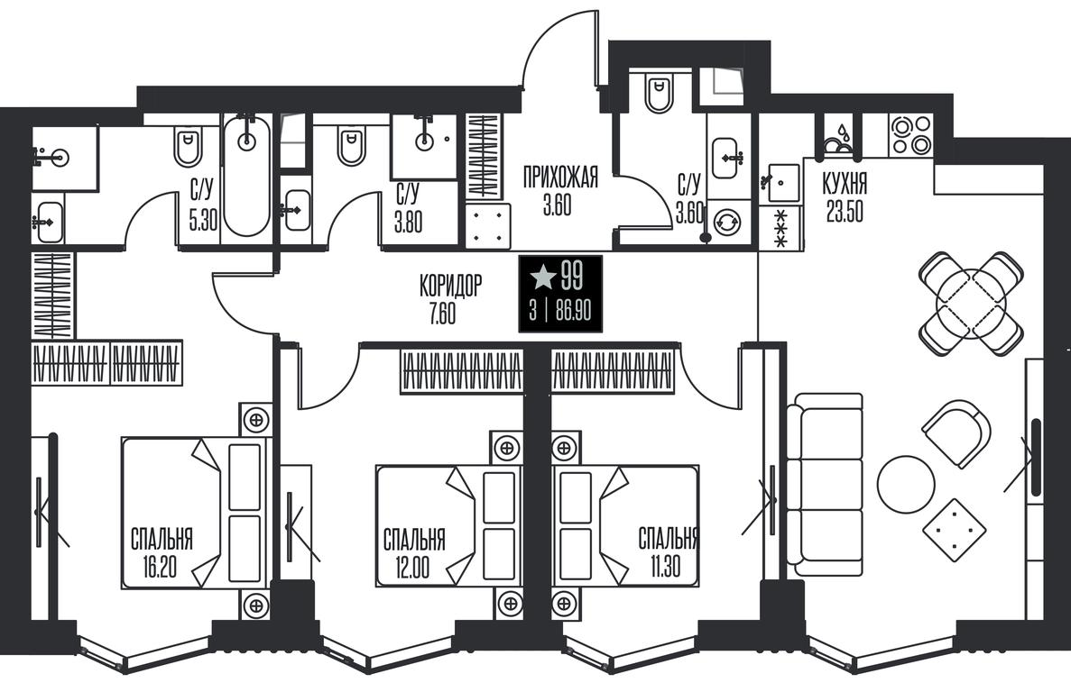 3-BD Apartment Sale, 86.9 sq. m. at Ice Towers, State Nature Reserve of Regional Significance Forest on the Samorodinka River, Moscow, Russia #1 3-BD Apartment Sale, 86.9 sq. m. at Ice Towers, State Nature Reserve of Regional Significance Forest on the Samorodinka River, Moscow, Russia #1