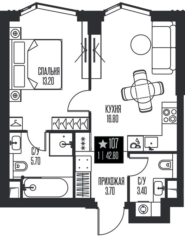 1-BD Apartment Sale, 42.8 sq. m. at Ice Towers, State Nature Reserve of Regional Significance Forest on the Samorodinka River, Moscow, Russia #1 1-BD Apartment Sale, 42.8 sq. m. at Ice Towers, State Nature Reserve of Regional Significance Forest on the Samorodinka River, Moscow, Russia #1