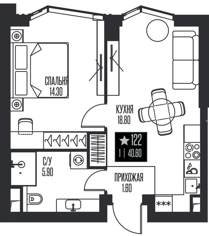 1-BD Apartment Sale, 40.6 sq. m. at Ice Towers, State Nature Reserve of Regional Significance Forest on the Samorodinka River, Moscow, Russia #1