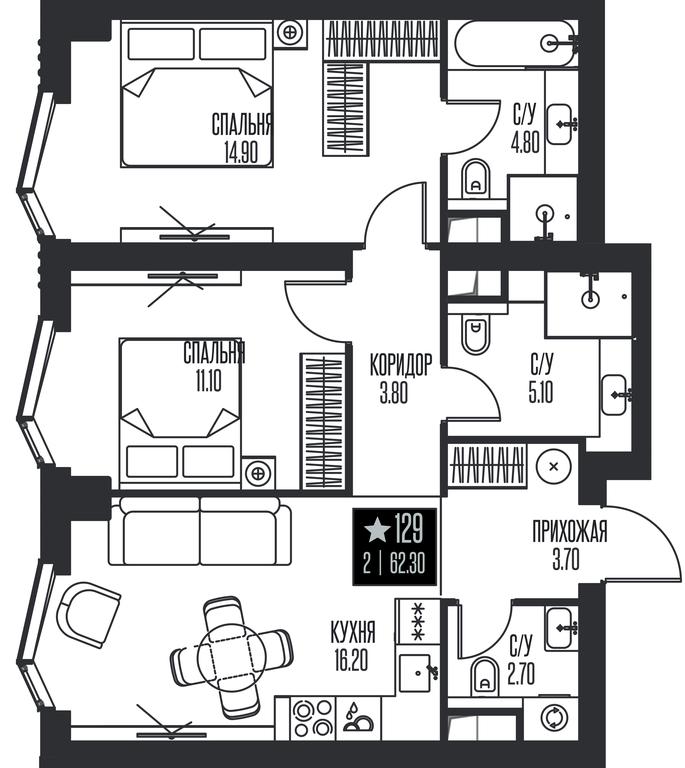 2-BD Apartment Sale, 62.3平方米 at Ice Towers, State Nature Reserve of Regional Significance Forest on the Samorodinka River, Moscow, Russia #1 2-BD Apartment Sale, 62.3平方米 at Ice Towers, State Nature Reserve of Regional Significance Forest on the Samorodinka River, Moscow, Russia #1