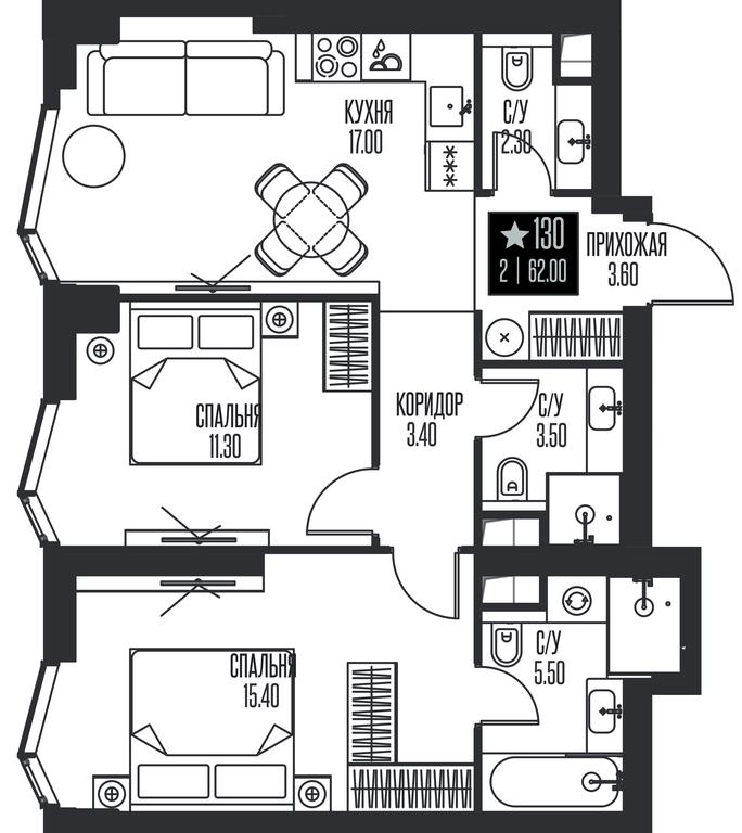 2-BD Apartment Sale, 62平方米 at Ice Towers, State Nature Reserve of Regional Significance Forest on the Samorodinka River, Moscow, Russia #1 2-BD Apartment Sale, 62平方米 at Ice Towers, State Nature Reserve of Regional Significance Forest on the Samorodinka River, Moscow, Russia #1