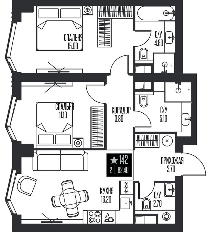 2-BD Apartment Sale, 62.4 sq. m. at Ice Towers, State Nature Reserve of Regional Significance Forest on the Samorodinka River, Moscow, Russia #1 2-BD Apartment Sale, 62.4 sq. m. at Ice Towers, State Nature Reserve of Regional Significance Forest on the Samorodinka River, Moscow, Russia #1
