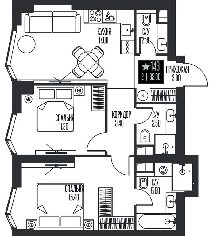 2-BD Apartment Sale, 62 sq. m. at Ice Towers, State Nature Reserve of Regional Significance Forest on the Samorodinka River, Moscow, Russia #1 2-BD Apartment Sale, 62 sq. m. at Ice Towers, State Nature Reserve of Regional Significance Forest on the Samorodinka River, Moscow, Russia #1