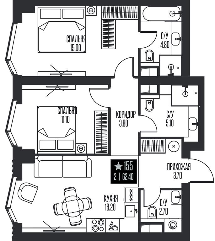 2-BD Apartment Sale, 62.4平方米 at Ice Towers, State Nature Reserve of Regional Significance Forest on the Samorodinka River, Moscow, Russia #1 2-BD Apartment Sale, 62.4平方米 at Ice Towers, State Nature Reserve of Regional Significance Forest on the Samorodinka River, Moscow, Russia #1
