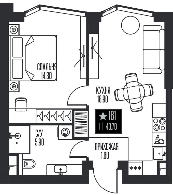 1-BD Apartment Sale, 40.7平方米 at Ice Towers, State Nature Reserve of Regional Significance Forest on the Samorodinka River, Moscow, Russia #1