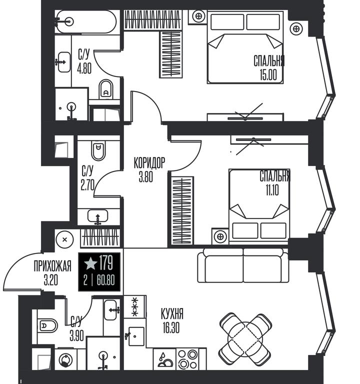 2-BD Apartment Sale, 60.8 sq. m. at Ice Towers, State Nature Reserve of Regional Significance Forest on the Samorodinka River, Moscow, Russia #1 2-BD Apartment Sale, 60.8 sq. m. at Ice Towers, State Nature Reserve of Regional Significance Forest on the Samorodinka River, Moscow, Russia #1