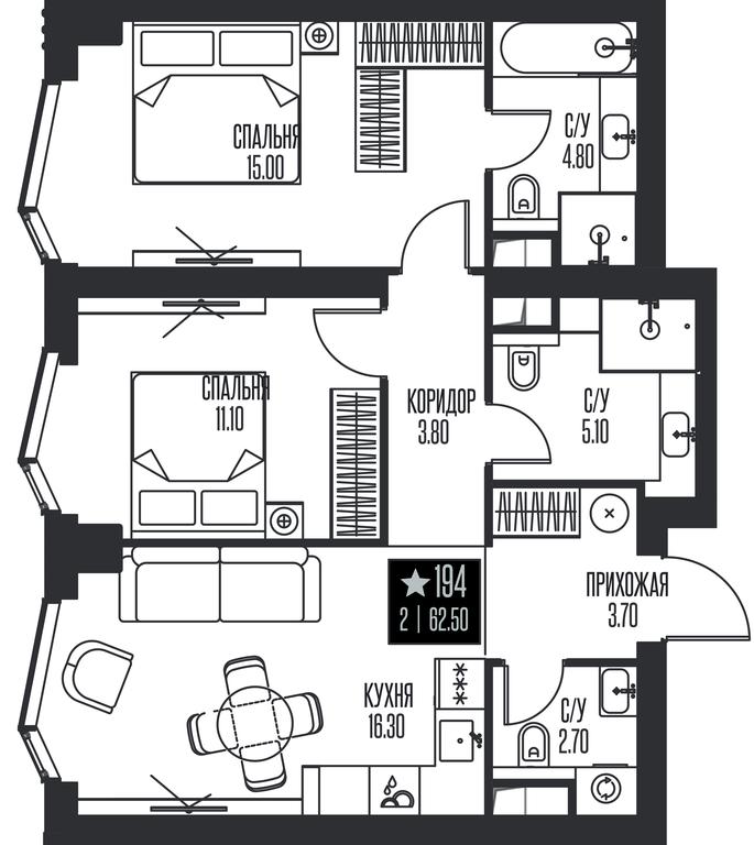 2-BD Apartment Sale, 62.5 sq. m. at Ice Towers, State Nature Reserve of Regional Significance Forest on the Samorodinka River, Moscow, Russia #1 2-BD Apartment Sale, 62.5 sq. m. at Ice Towers, State Nature Reserve of Regional Significance Forest on the Samorodinka River, Moscow, Russia #1