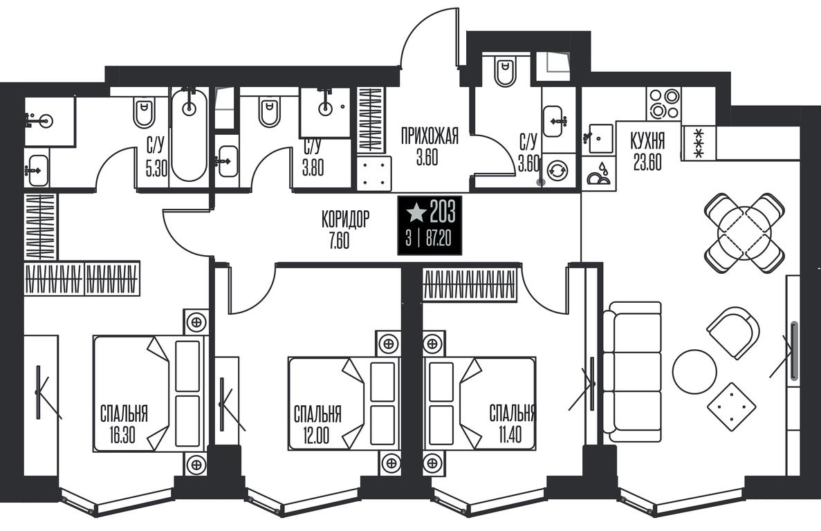 3-BD Apartment Sale, 87.2 sq. m. at Ice Towers, State Nature Reserve of Regional Significance Forest on the Samorodinka River, Moscow, Russia #1
