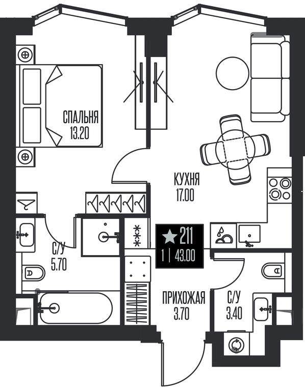 1-BD Apartment Sale, 43 sq. m. at Ice Towers, State Nature Reserve of Regional Significance Forest on the Samorodinka River, Moscow, Russia #1 1-BD Apartment Sale, 43 sq. m. at Ice Towers, State Nature Reserve of Regional Significance Forest on the Samorodinka River, Moscow, Russia #1