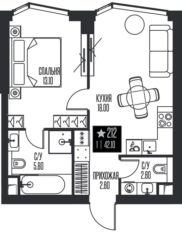 1-BD Apartment Sale, 42.1 sq. m. at Ice Towers, State Nature Reserve of Regional Significance Forest on the Samorodinka River, Moscow, Russia #1 1-BD Apartment Sale, 42.1 sq. m. at Ice Towers, State Nature Reserve of Regional Significance Forest on the Samorodinka River, Moscow, Russia #1