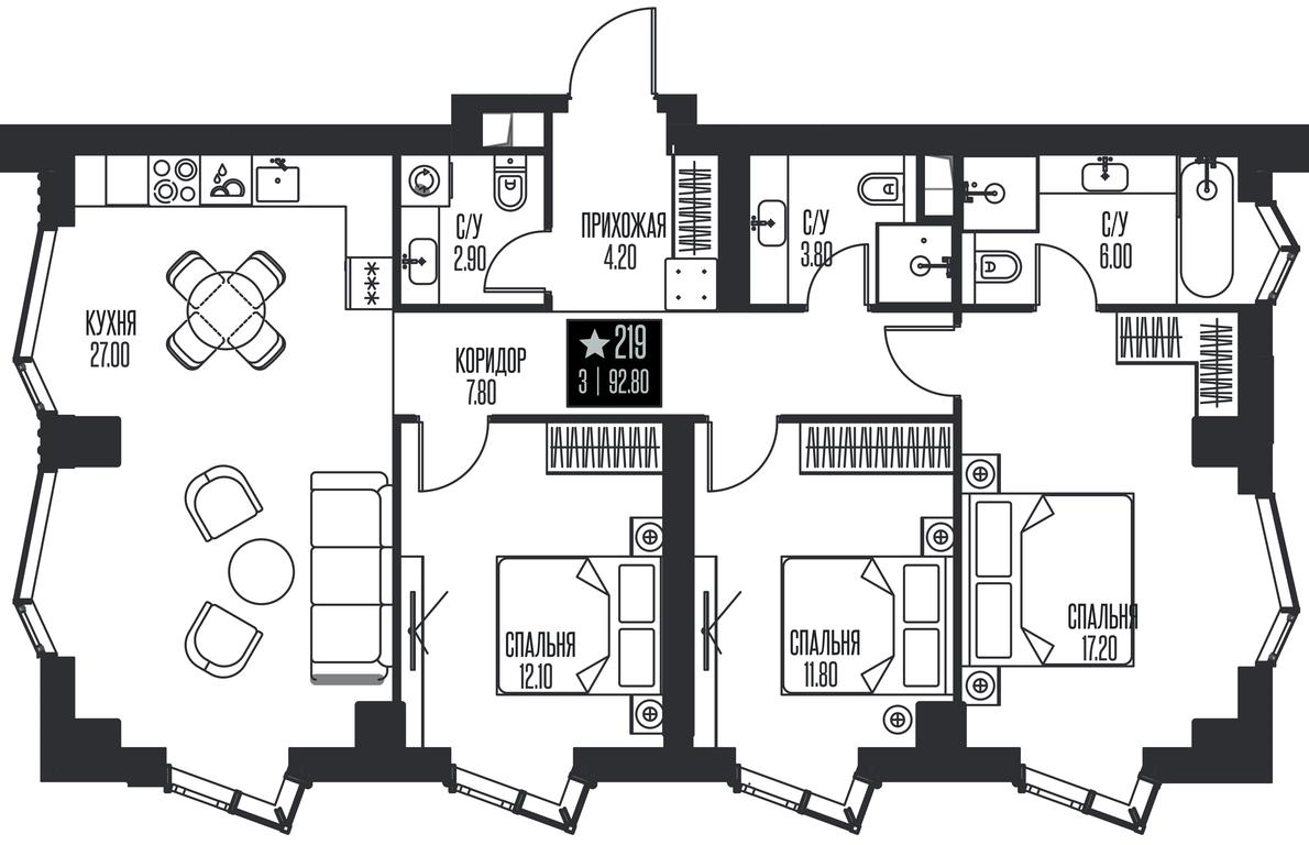 3-BD Apartment Sale, 92.8 sq. m. at Ice Towers, State Nature Reserve of Regional Significance Forest on the Samorodinka River, Moscow, Russia #1 3-BD Apartment Sale, 92.8 sq. m. at Ice Towers, State Nature Reserve of Regional Significance Forest on the Samorodinka River, Moscow, Russia #1