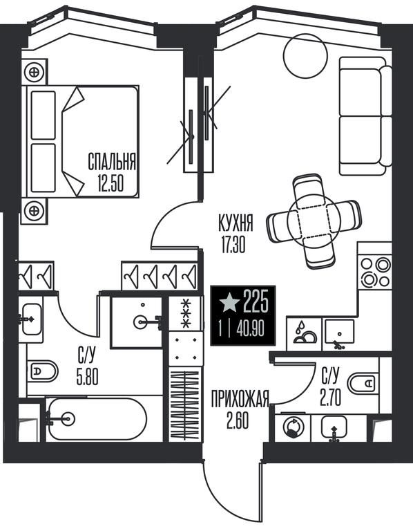 1-BD Apartment Sale, 40.9 sq. m. at Ice Towers, State Nature Reserve of Regional Significance Forest on the Samorodinka River, Moscow, Russia #1 1-BD Apartment Sale, 40.9 sq. m. at Ice Towers, State Nature Reserve of Regional Significance Forest on the Samorodinka River, Moscow, Russia #1