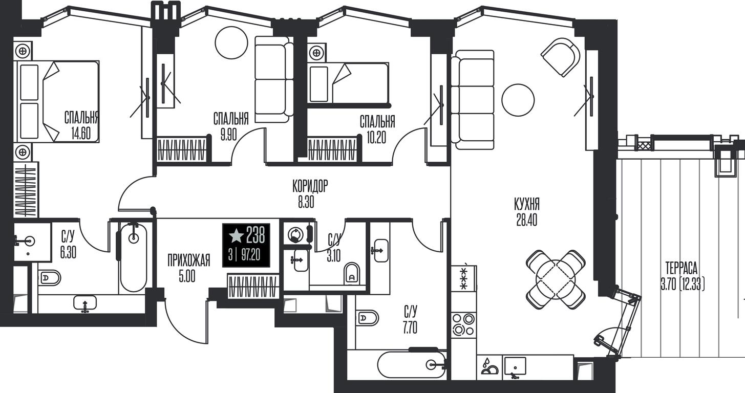 3-BD Apartment Sale, 97.2 sq. m. at Ice Towers, State Nature Reserve of Regional Significance Forest on the Samorodinka River, Moscow, Russia #1 3-BD Apartment Sale, 97.2 sq. m. at Ice Towers, State Nature Reserve of Regional Significance Forest on the Samorodinka River, Moscow, Russia #1